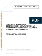 Concreto. Agregados. Determinación Cualitativa de La Presencia de Cloruros Y Sulfatos Solubles en Las Arenas