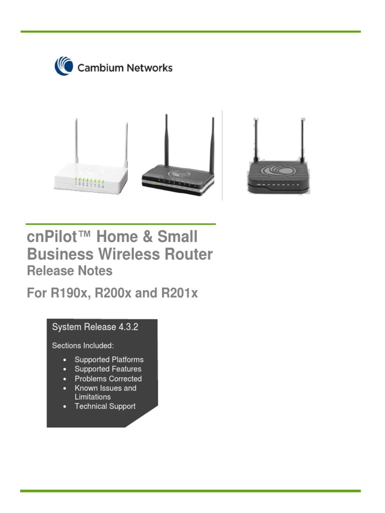 Cnpilot ™ Home & Small Business Wireless Router: Release Notes For ...