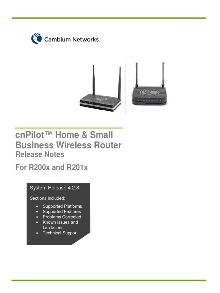 Cnpilot ™ Home & Small Business Wireless Router: Release Notes For ...