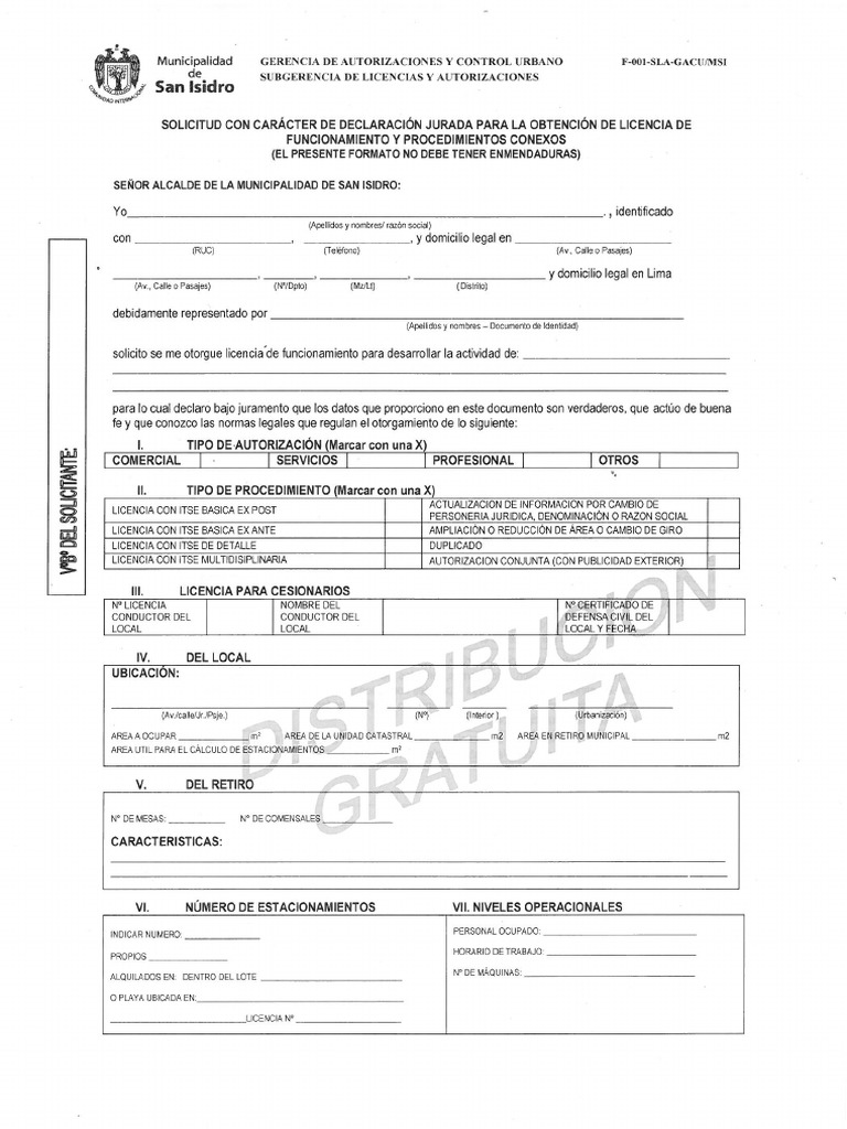 Solicitud Con Carácter de Declaración Jurada