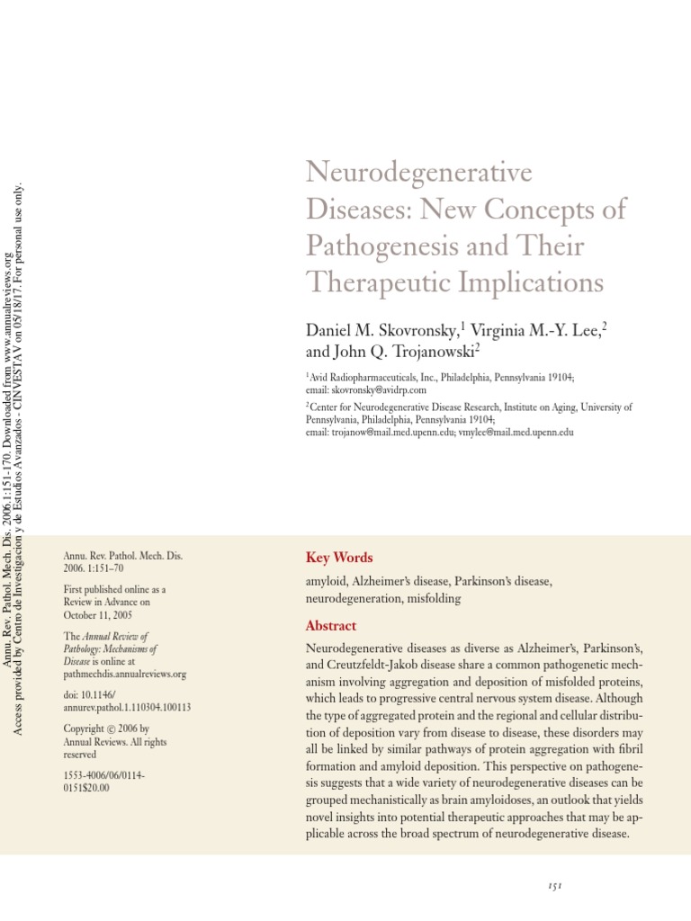Neurodegenerative Diseases New Concepts of | PDF | Amyloid Beta ...