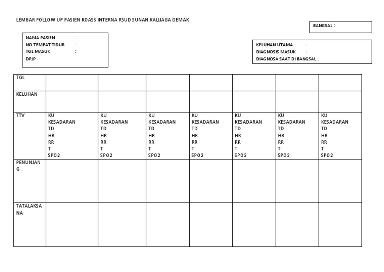 Lembar Follow Up Pasien Koass Interna | PDF