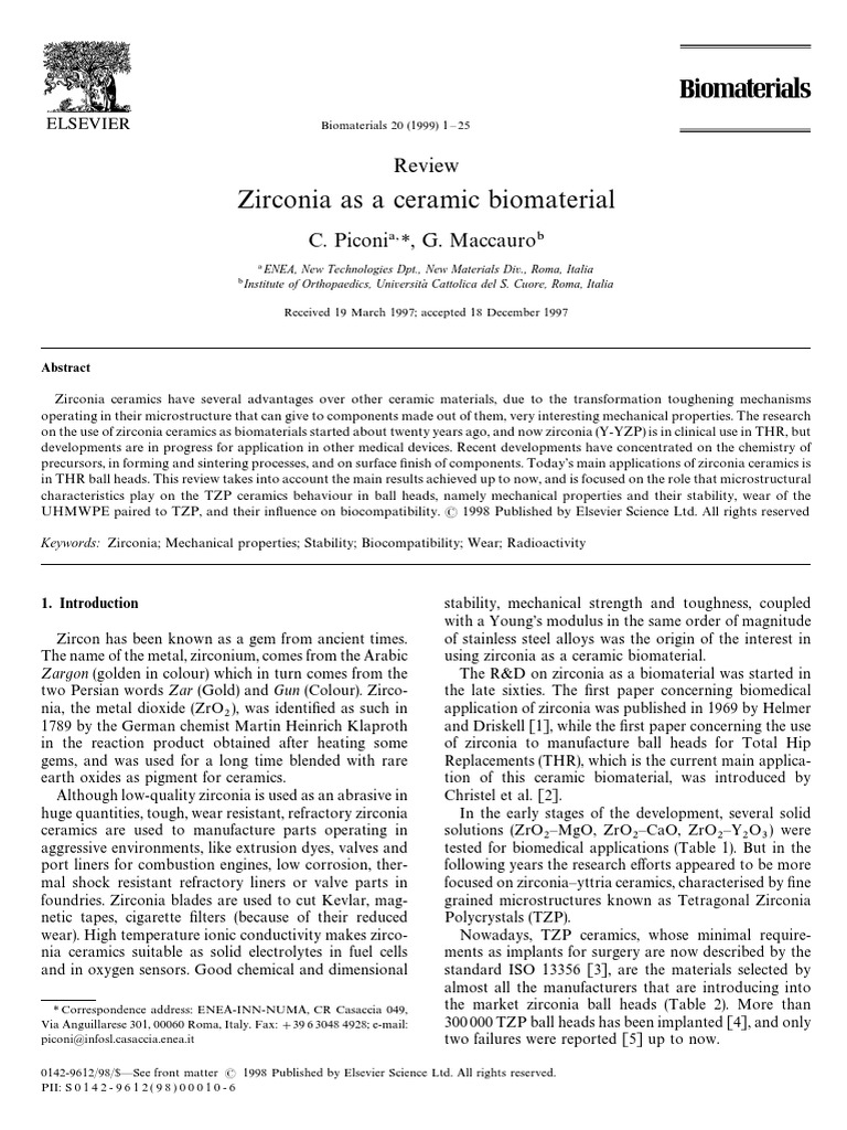 Artigo Zirconia... | PDF | Zirconium Dioxide | Ceramics