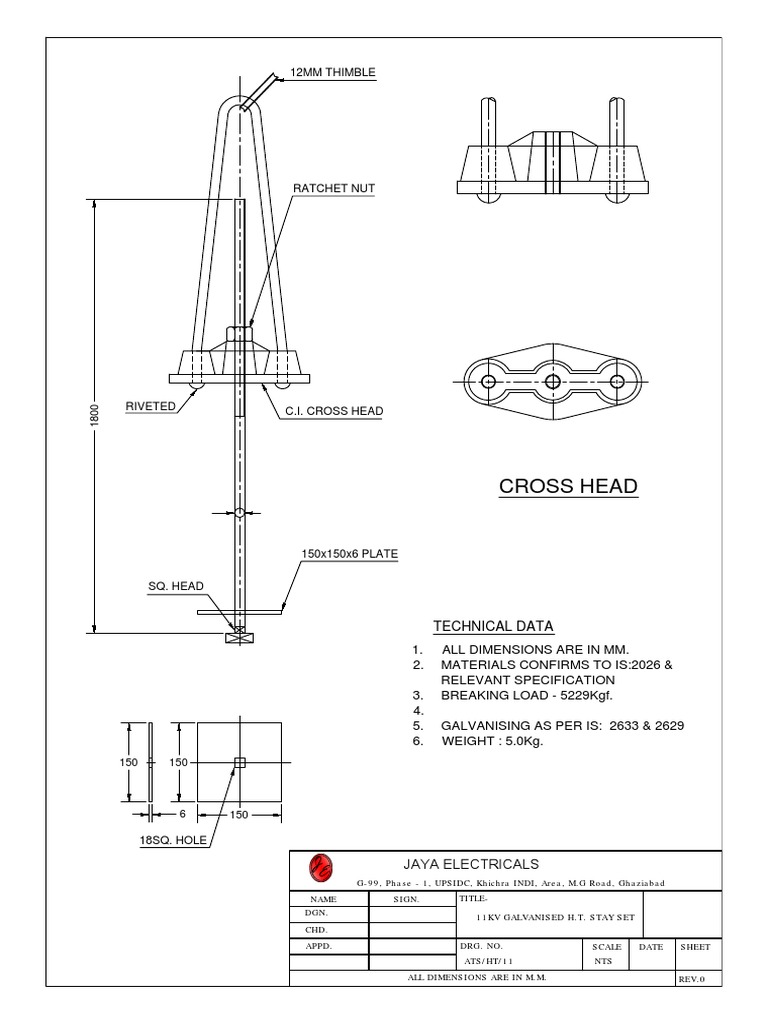 11KV Galvanised H.T. Stay Set Drawing | PDF