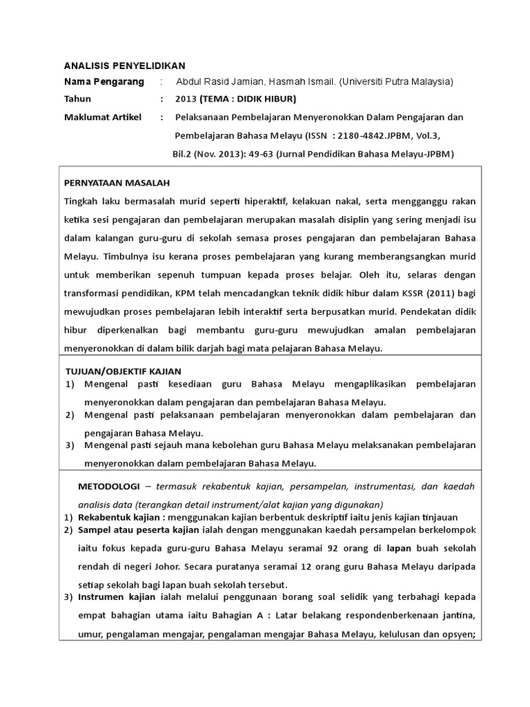Contoh Analisis Kajian Pdf
