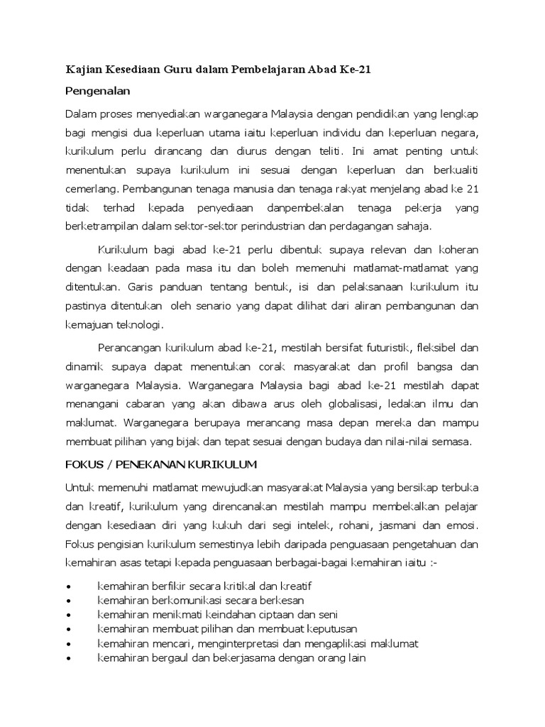 Kajian Kesediaan Guru Dalam Pa21 Pdf
