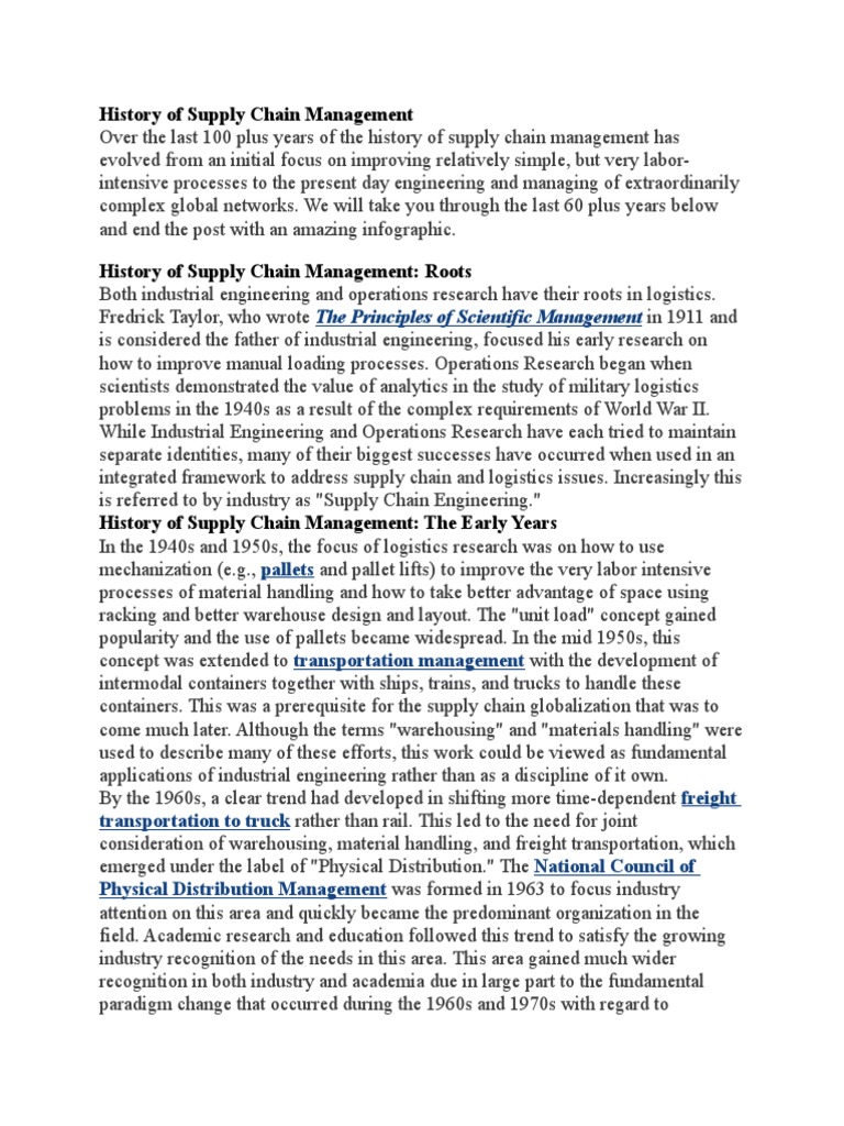 Evolution of Supply Chain Management | PDF | Logistics | Supply Chain ...