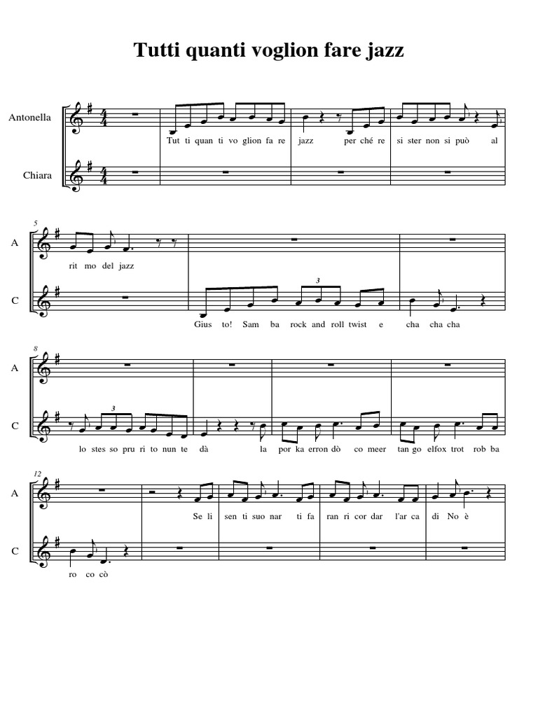 Tutti Quanti Voglion Fare Jazz Pdf