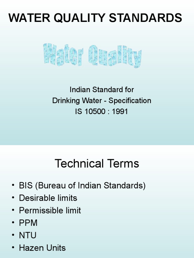 Indian Standard for Drinking Water as Per BIS Specifications_2010