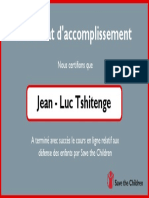 Certificat D'accomplissement: Jean - Luc Tshitenge