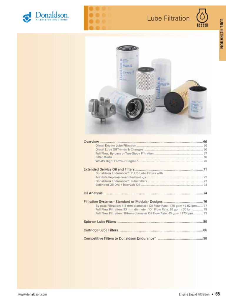 Donaldson Lube Filtration Guide PDF Motor Oil Filtration