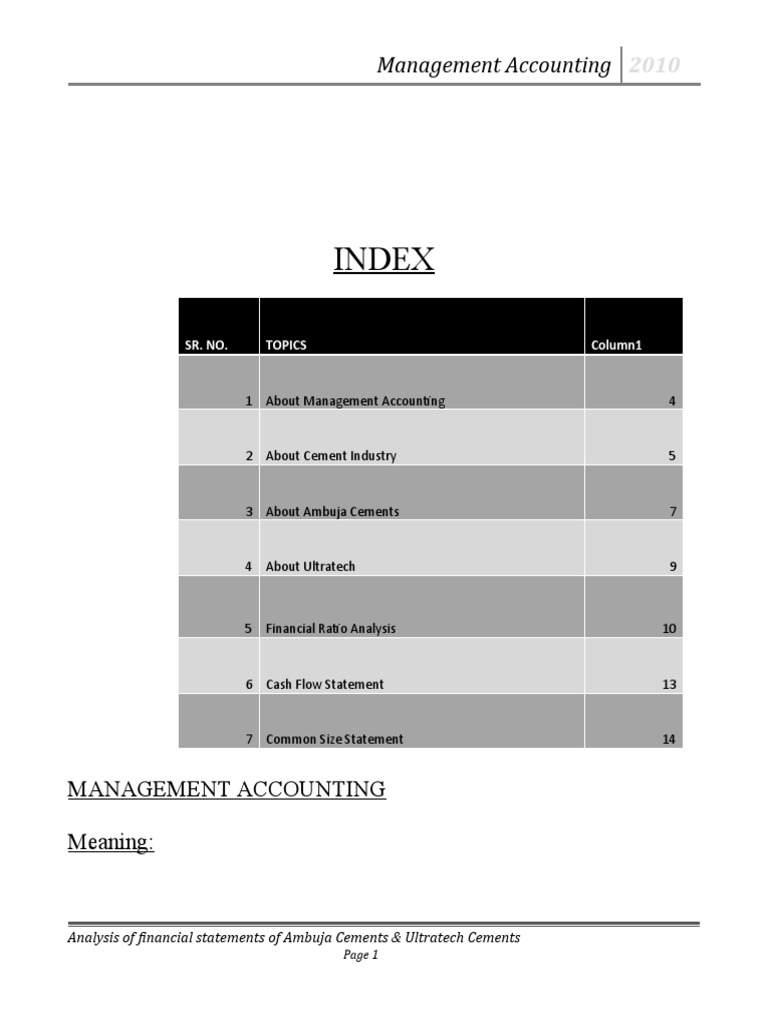 Management Accounting in Cement Industry | PDF | Dividend | Stocks