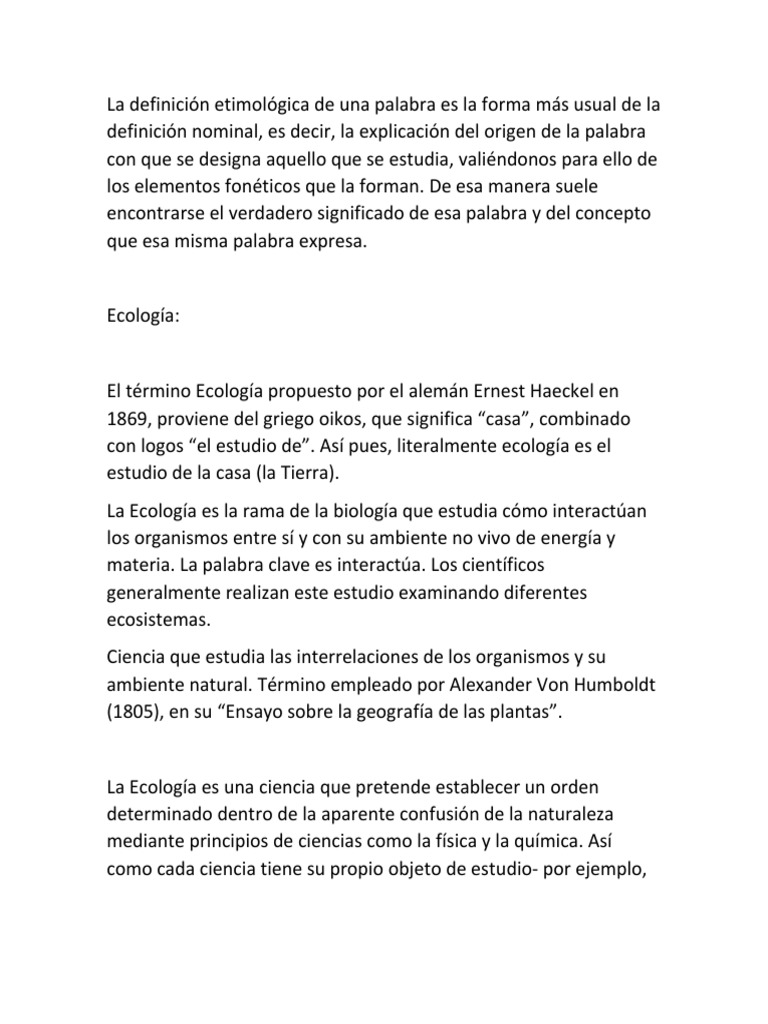 La Definición Etimológica de Una Palabra Es La Forma Más Usual de La