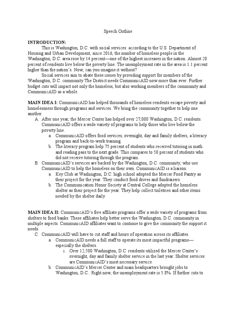 Homelessness speech example picture