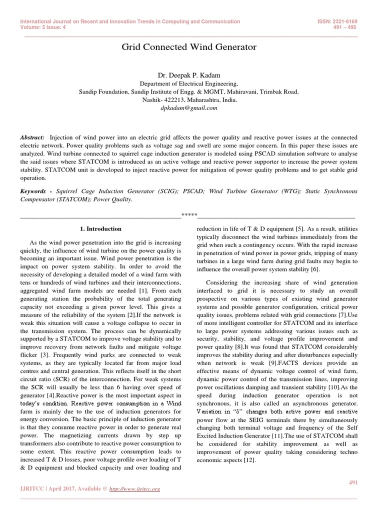 Grid-Connected Wind Generator Analysis | PDF | Wind Power | Electric ...