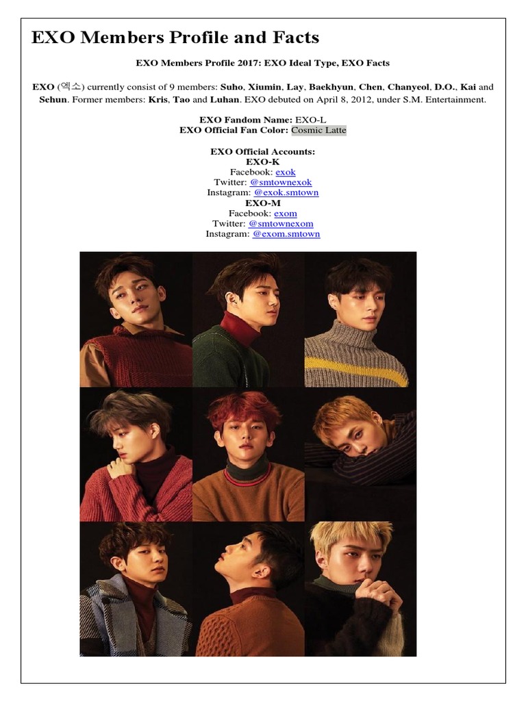 Exo Members Profile And Facts Pdf Entertainment General