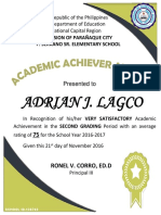 Certificate of Academic Achiever