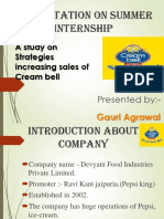 Presentation On Summer Internship: A Study On Strategies Increasing Sales of Cream Bell