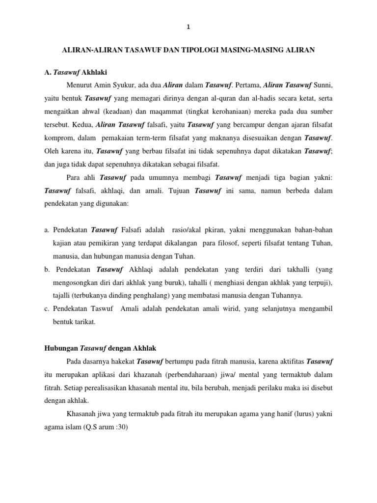 Aliran Aliran Tasawuf Dan Tipologi Masing Masing Aliran Pdf