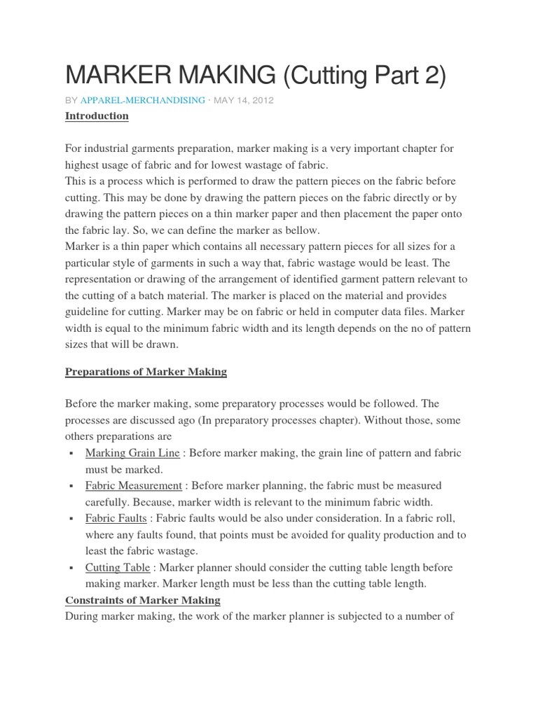 Marker Making | PDF | Clothing | Asymmetry