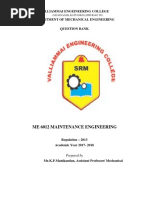 ME6012 Maintenance Engineering