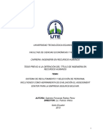Sistema de Reclutamiento y Selección de Personal Incluyendo Como Herramienta de Evaluación El Assessment Center para La Empresa Seguros Bolívar PDF