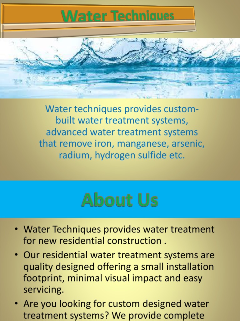 Water Treatment System Service For Residence PDF
