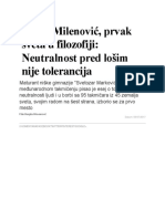 Milan Milenović, Prvak Sveta U Filozofiji - Neutralnost Pred Lošim Nije Tolerancija