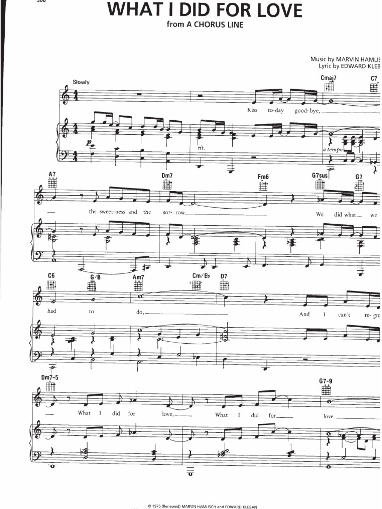 A Chorus Line What I Did for Love C Major