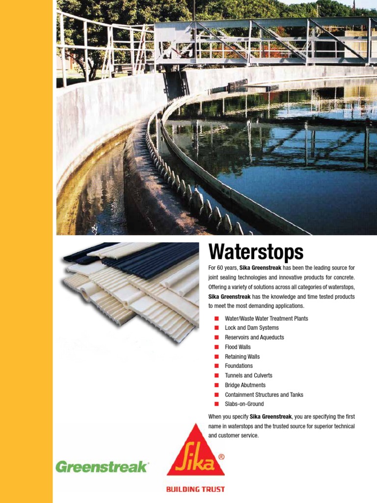 SIKA Waterstops Brochure for  Polyvinyl Chloride Concrete
