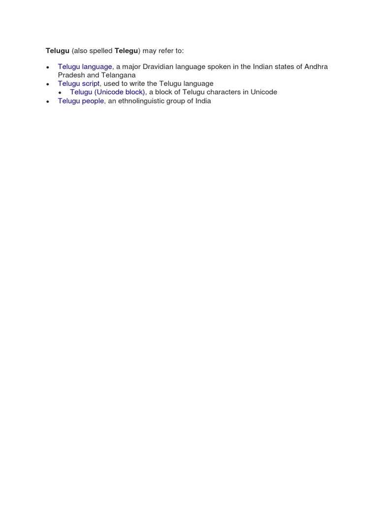 Telugu Language Telugu Script Telugu (Unicode Block) Telugu People | PDF