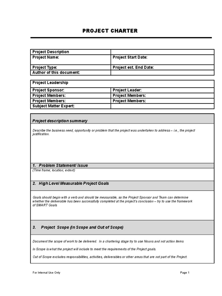 Sample Project Charter  PDF  Production And Manufacturing