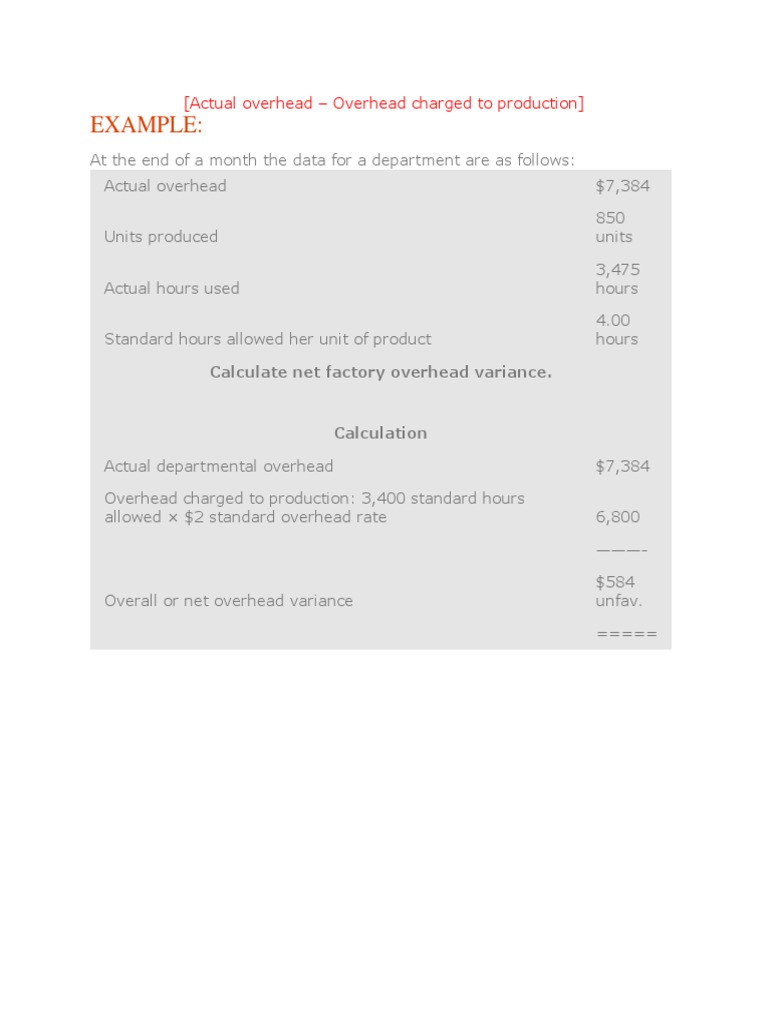 Net Overhead Variance Calculation Guide | PDF | Finance & Money ...