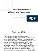 Background of Worldwide AC Voltages and Frequencies 60 vs 50