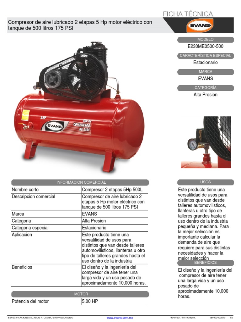 Compresor Evans | PDF | Motor eléctrico | Vehículos