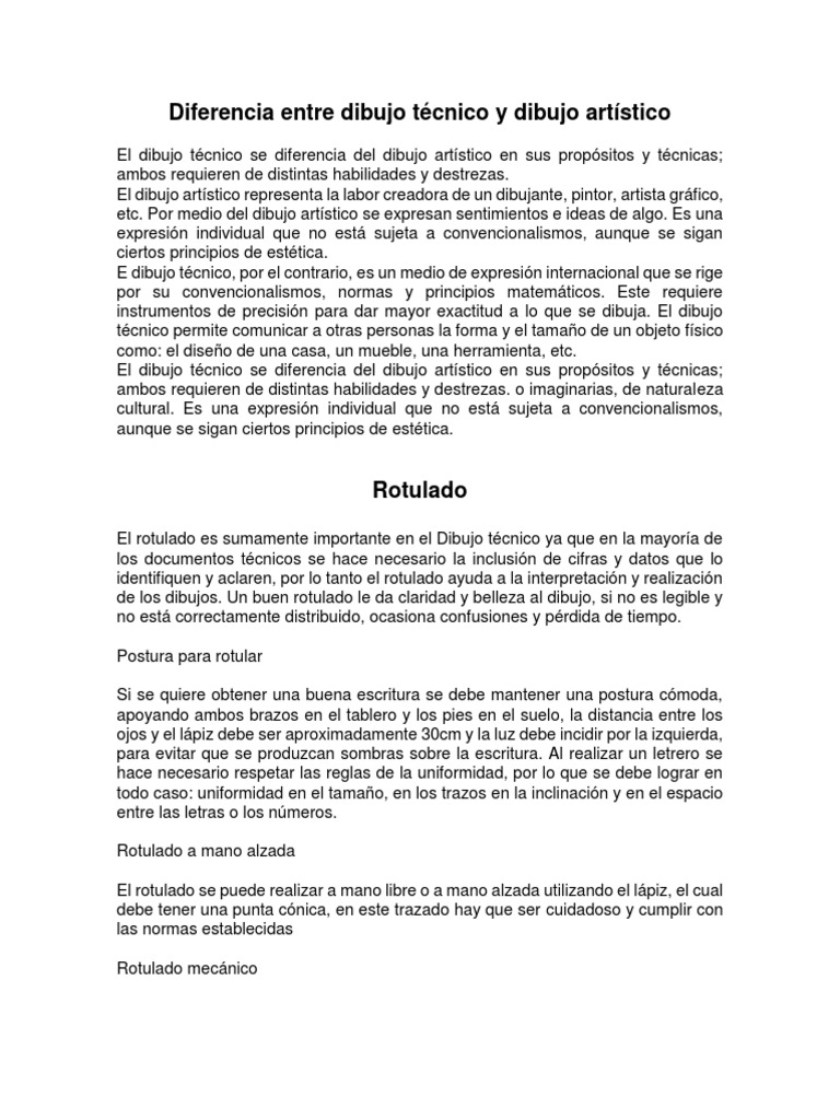 Diferencia Entre Dibujo Técnico y Dibujo Artístico