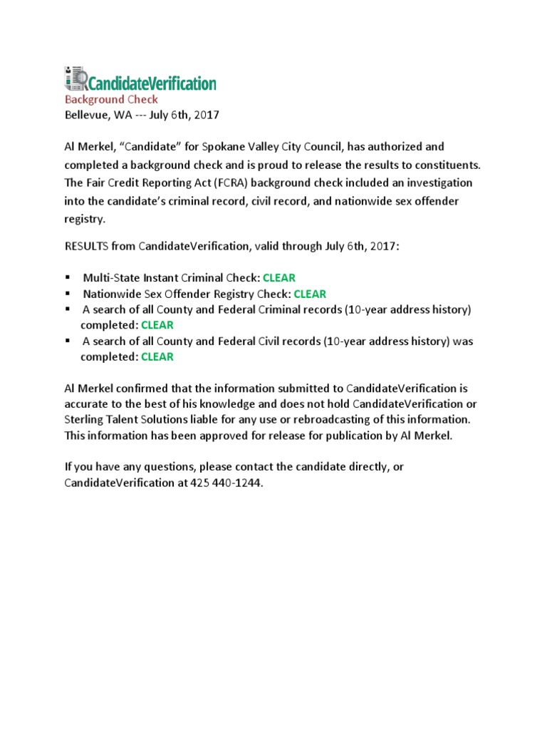 Background Check: Clear Clear Clear Clear | PDF