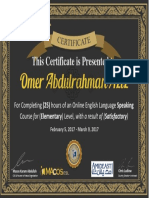 Online English Certificate for Omer Aziz
