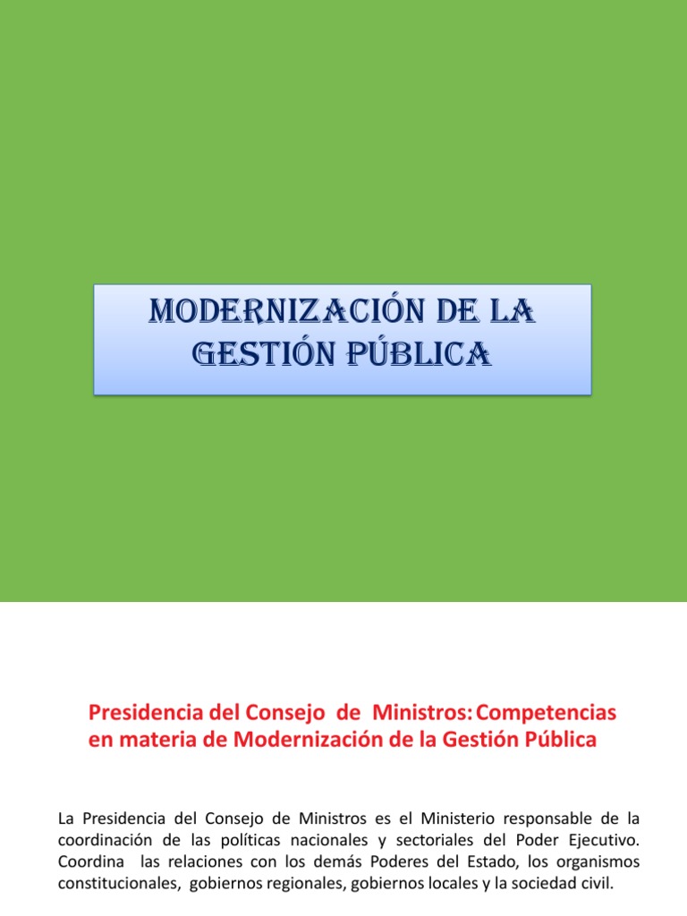 Modernización de la Gestión Pública en Perú | PDF | Gobierno E ...