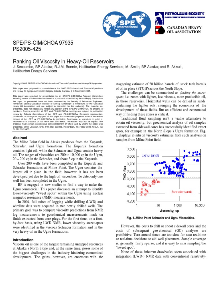 Ranking Oil Viscosity in Heavy Oil Reservoirs | PDF | Nuclear Magnetic ...