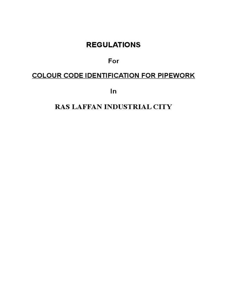 Pipework Color Coding Regulations | PDF | Pipe (Fluid Conveyance ...