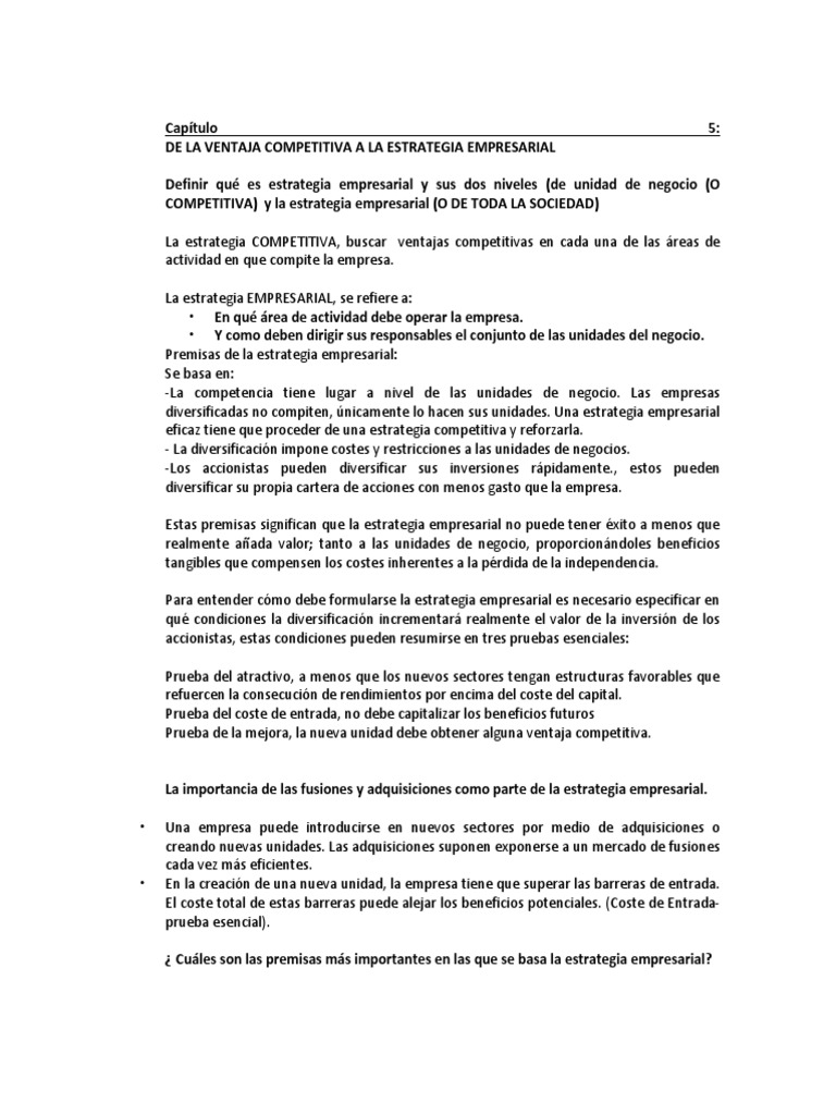 Estrategia Empresarial y Ventaja Competitiva | PDF | Ventaja ...