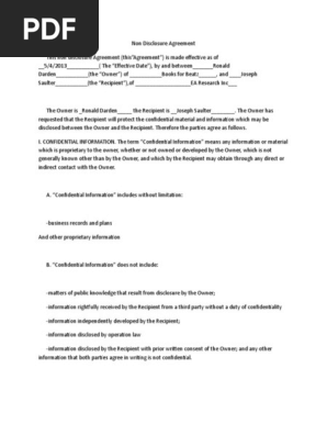 Non Disclosure Agreement