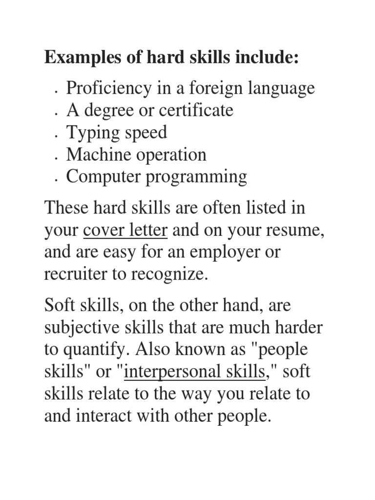resume Hard Skills For Resume examples of hard skills include docx employment
