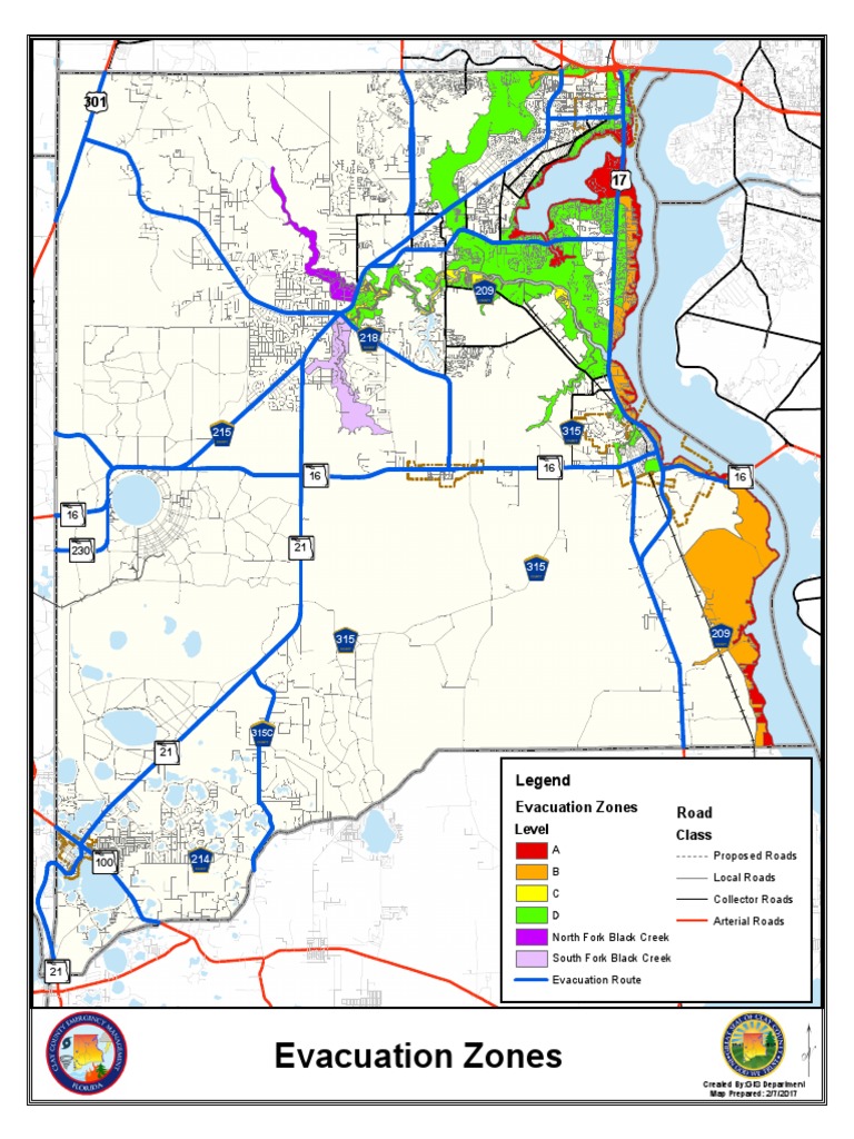 Clay County Evacuation Zones | Road | Infrastructure