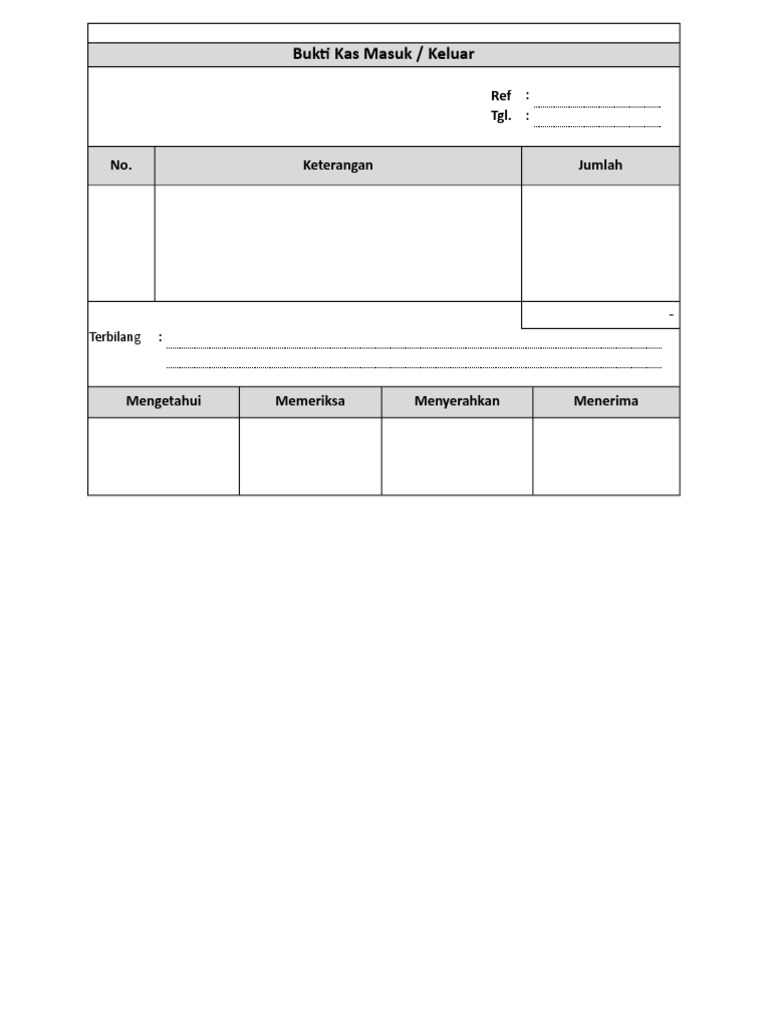 Form Bukti Kas MasukKeluar