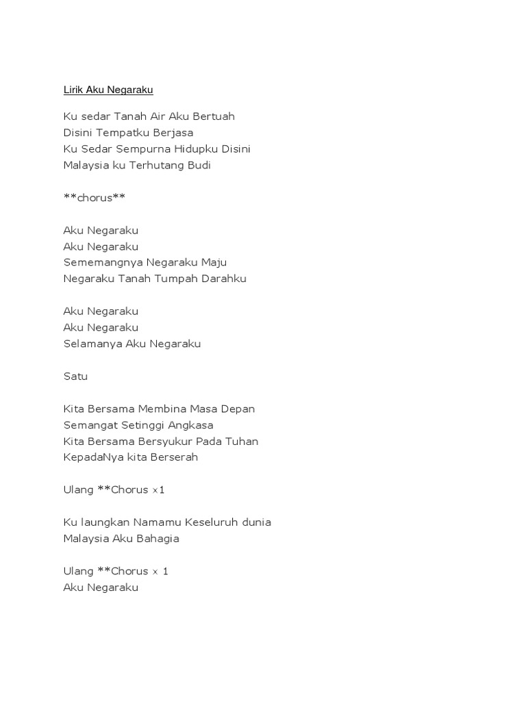 Aku Negaraku Lirik  PDF