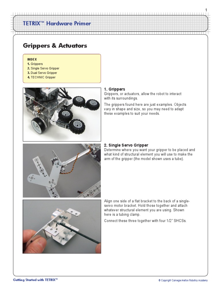 Grippers & Actuators TETRIX™ Hardware Primer PDF Gear Robotics