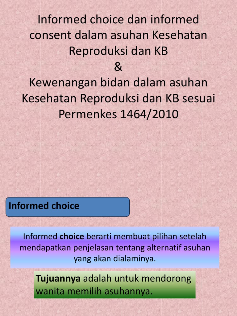 Informed Choice dan Consent dalam KB | PDF