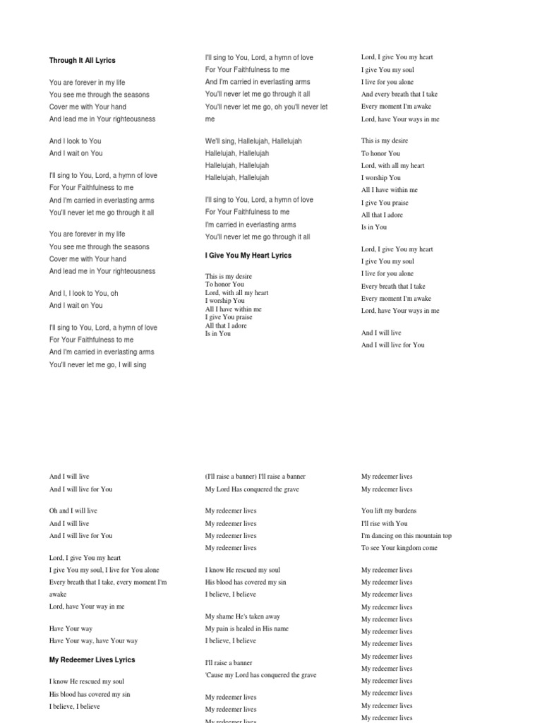 Through It All Lyrics Religious Belief And Doctrine Religious Behaviour And Experience The easy, fast & fun way to learn how to sing: scribd